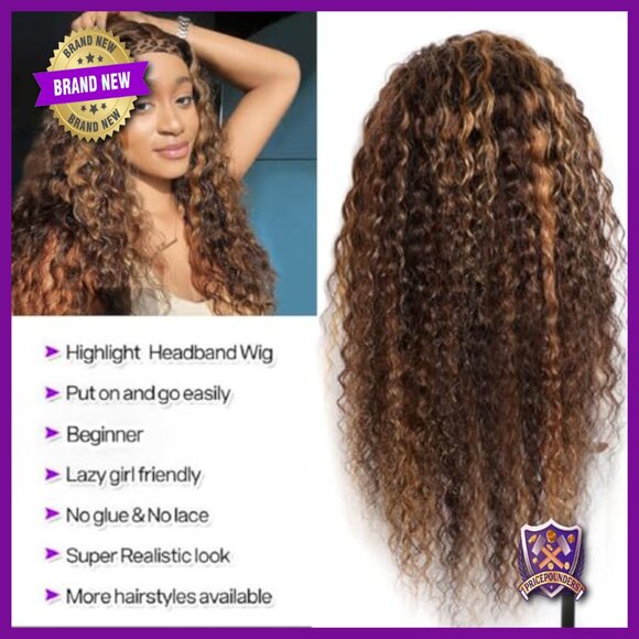 18 Inch Human Hair Headband Wig Water Wave Glueless Machine Made main image 4